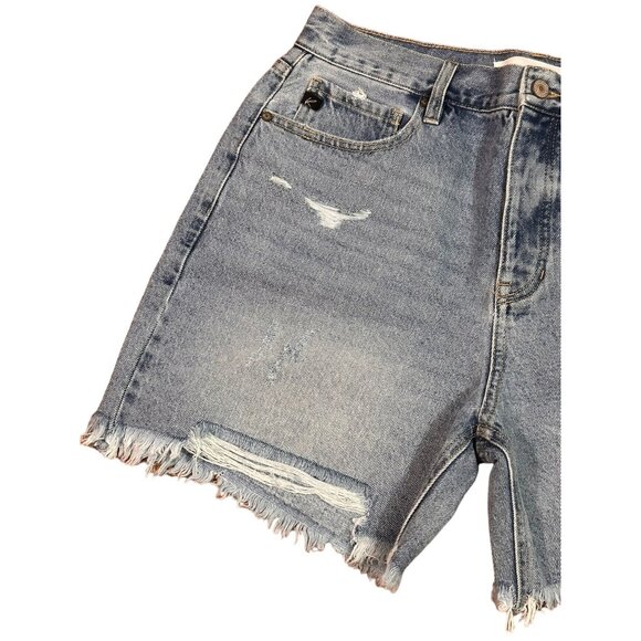 KanCan Women's Distressed High-Waisted Denim Shorts Size 10 - Picture 3 of 7